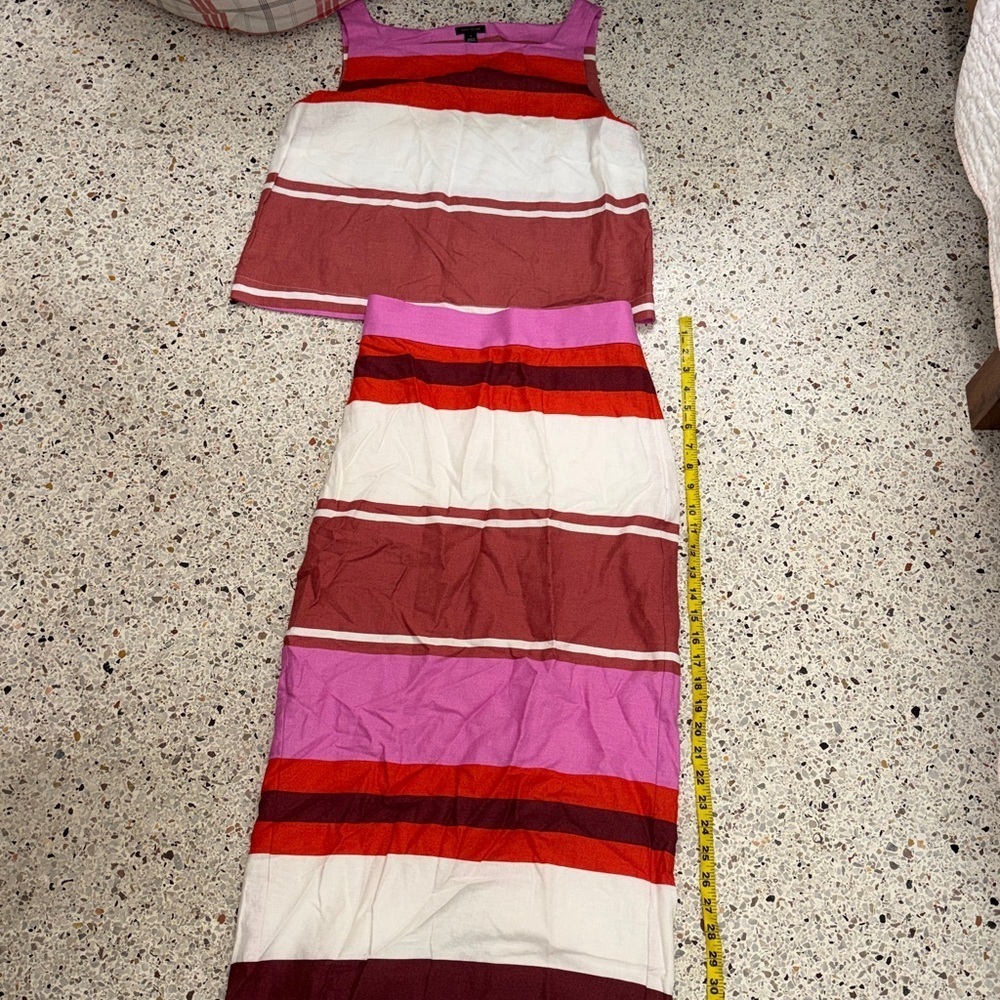 Ann Taylor pink stripe midi skirt tank set small s 0 - Picture 5 of 7